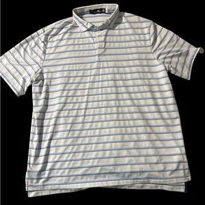 Men's Ralph Lauren Golf RLX Striped Polo Shirt - White and Blue
